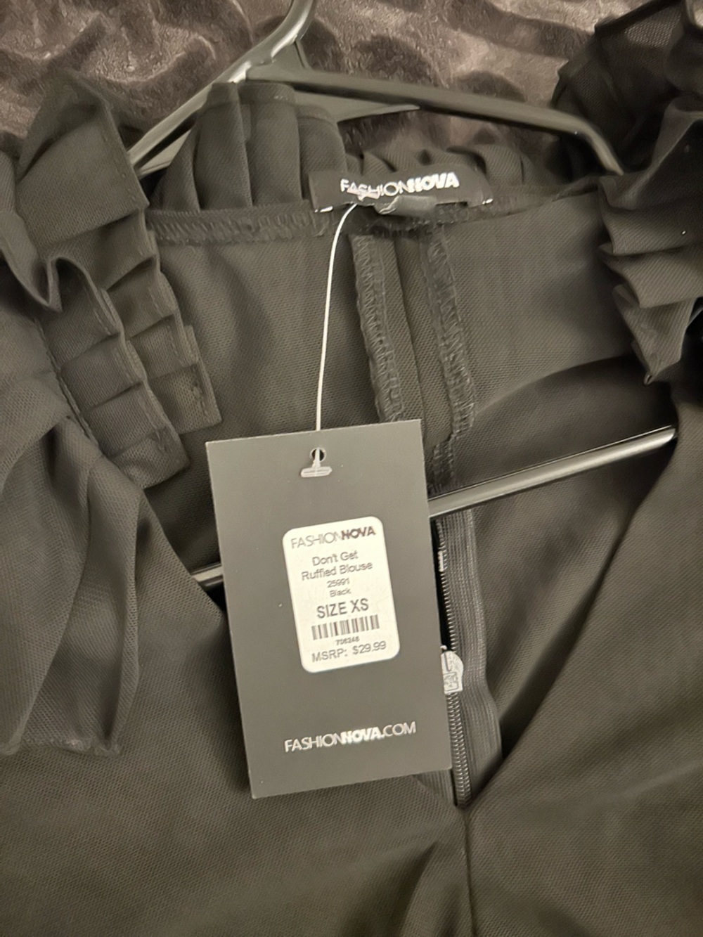 Black Sheer Ruffle Blouse - Picture 9 of 9